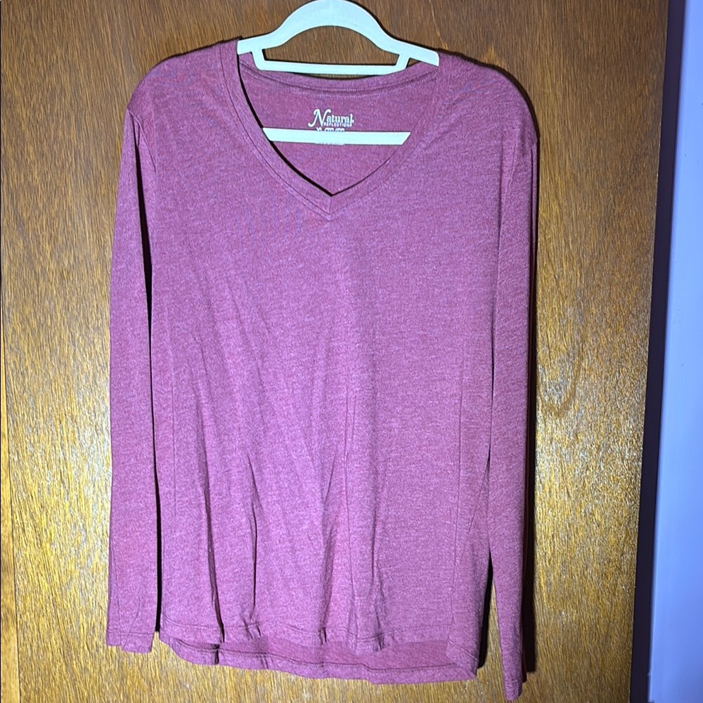 Natural Reflections Maroon Fitted Long Sleeve Tee - Picture 1 of 5